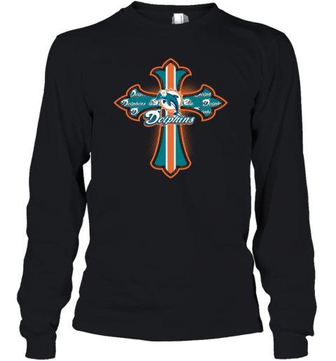 NFL Blue Crusader Cross Miami Dolphins Youth Long Sleeve - Rookbrand