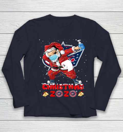 Columbus Blue Jackets Funny Santa Claus Dabbing Christmas 2020 NHL Youth Long Sleeve 2