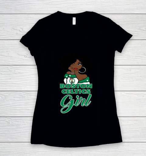 Boston Celtics Girl NBA Women's V-Neck T-Shirt