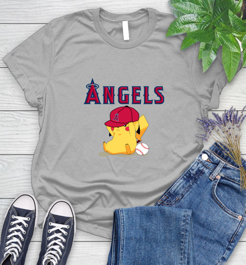 MLB Pikachu Baseball Sports Los Angeles Angels Women's T-Shirt 5
