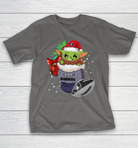 Oakland Raiders Christmas Baby Yoda Star Wars Funny Happy NFL T-Shirt 9