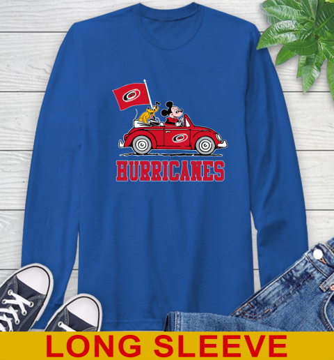 NHL Hockey Carolina Hurricanes Pluto Mickey Driving Disney Shirt Long Sleeve T-Shirt 9