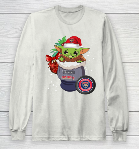 Florida Panthers Christmas Baby Yoda Star Wars Funny Happy NHL Long Sleeve T-Shirt 12