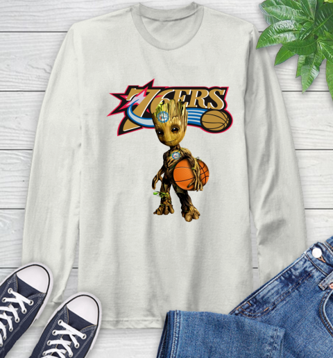 Philadelphia 76ers NBA Basketball Groot Marvel Guardians Of The Galaxy Long Sleeve T-Shirt 12
