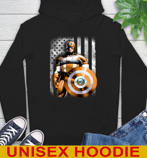 New York Islanders NHL Hockey Captain America Marvel Avengers American Flag Shirt Hoodie