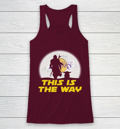 Los Angeles Lakers NBA Basketball Star Wars Yoda And Mandalorian This Is The Way Racerback Tank 2