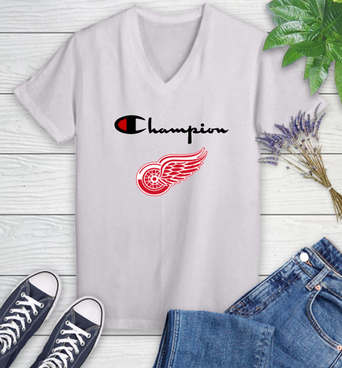 NHL Hockey Detroit Red Wings Champion Shirt Women's V-Neck T-Shirt