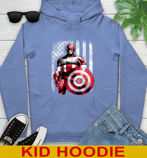 Atlanta Hawks NBA Basketball Captain America Marvel Avengers American Flag Shirt Youth Hoodie 12