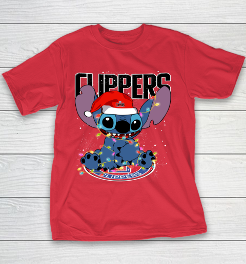 LA Clippers NBA noel stitch Basketball Christmas Youth T-Shirt 6