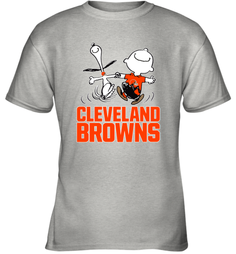 Snoopy And Charlie Brown Happy Cleveland Browns Fans Youth T-Shirt 