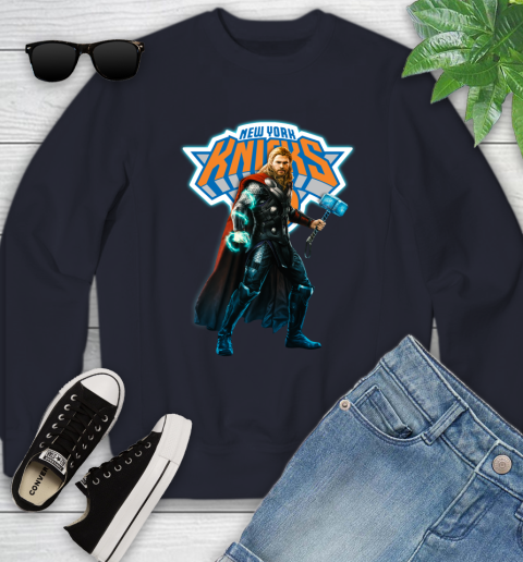 NBA Thor Avengers Endgame Basketball New York Knicks Youth Sweatshirt 3
