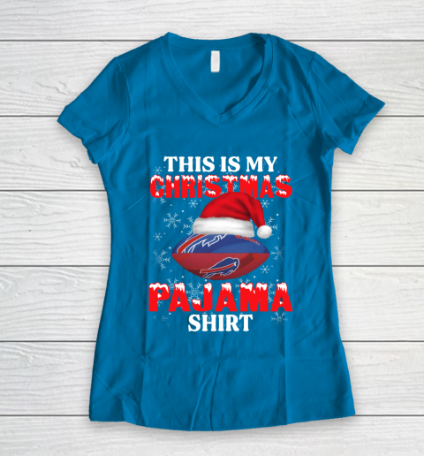 Buffalo Bills This Is My Christmas Pajama Shirt NFL Women's V-Neck T-Shirt 5