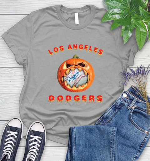 MLB Los Angeles Dodgers Halloween Pumpkin Baseball Sports Women's T-Shirt 10