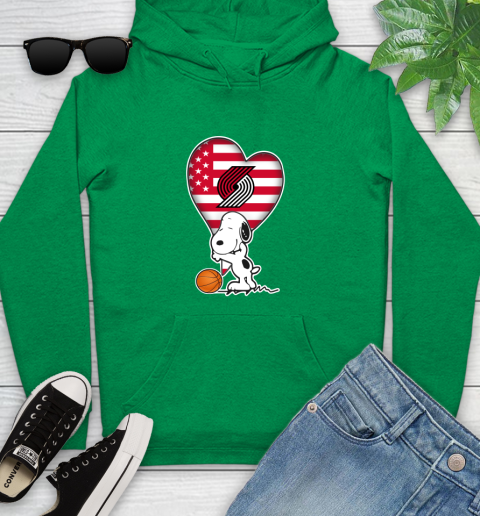 Portland Trail Blazers NBA Basketball The Peanuts Movie Adorable Snoopy Youth Hoodie 7