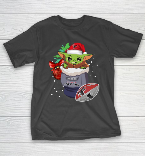 Atlanta Falcons Christmas Baby Yoda Star Wars Funny Happy NFL T-Shirt 2