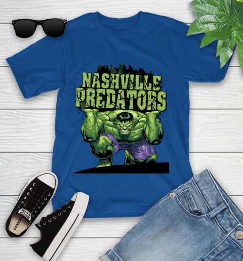Nashville Predators NHL Hockey Incredible Hulk Marvel Avengers Sports Youth T-Shirt 9