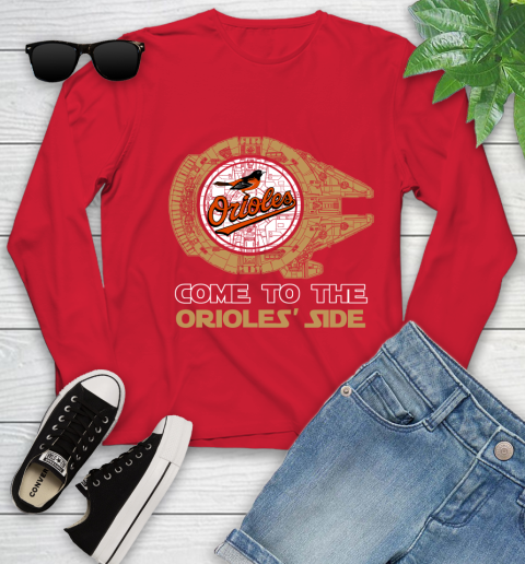MLB Come To The Baltimore Orioles Side Star Wars Baseball Sports Youth Long Sleeve 11
