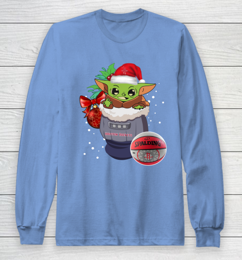 Houston Rockets Christmas Baby Yoda Star Wars Funny Happy NBA Long Sleeve T-Shirt 11