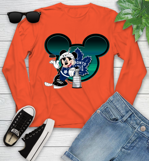 NHL Toronto Maple Leafs Stanley Cup Mickey Mouse Disney Hockey T Shirt Youth Long Sleeve 4