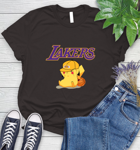 NBA Pikachu Basketball Sports Los Angeles Lakers Women's T-Shirt 8