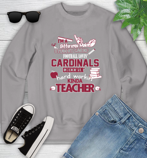 Arizona Cardinals NFL I'm A Difference Making Student Caring Football Loving Kinda Teacher Youth Sweatshirt 3