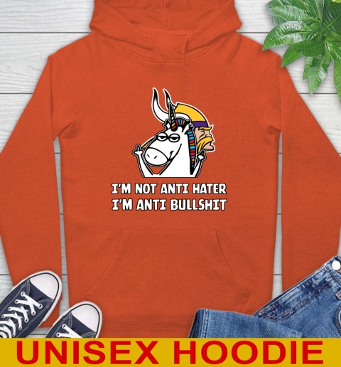Minnesota Vikings NFL Football Unicorn I'm Not Anti Hater I'm Anti Bullshit Hoodie 5
