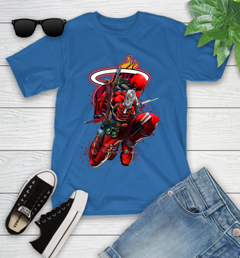NBA Deadpool Marvel Comics Sports Basketball Miami Heat Youth T-Shirt 9