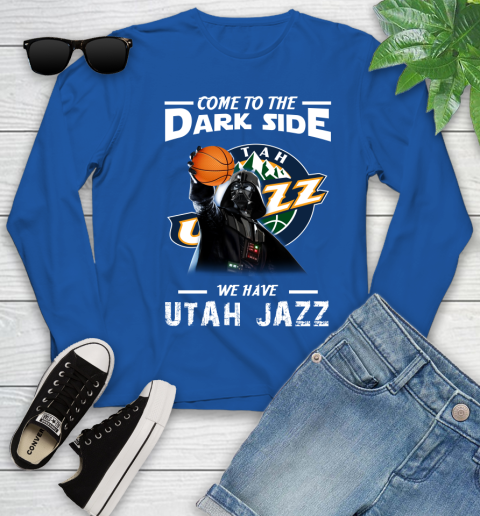 NBA Come To The Dark Side We Have Utah Jazz Star Wars Darth Vader Basketball Youth Long Sleeve 10