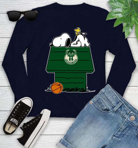 Milwaukee Bucks NBA Basketball Snoopy Woodstock The Peanuts Movie Youth Long Sleeve 3