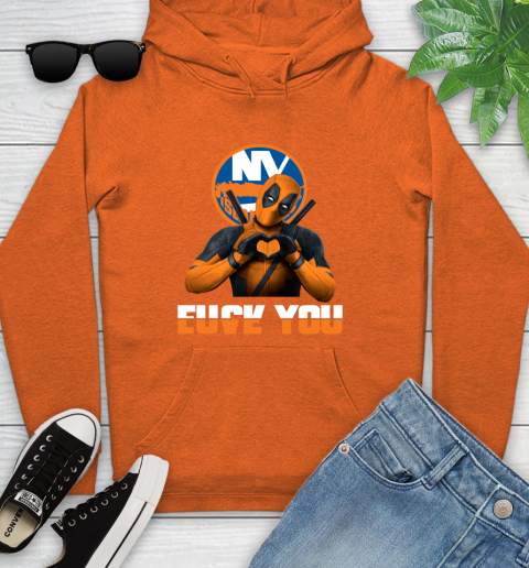 NHL New York Islanders Deadpool Love You Fuck You Hockey Sports Youth Hoodie 4