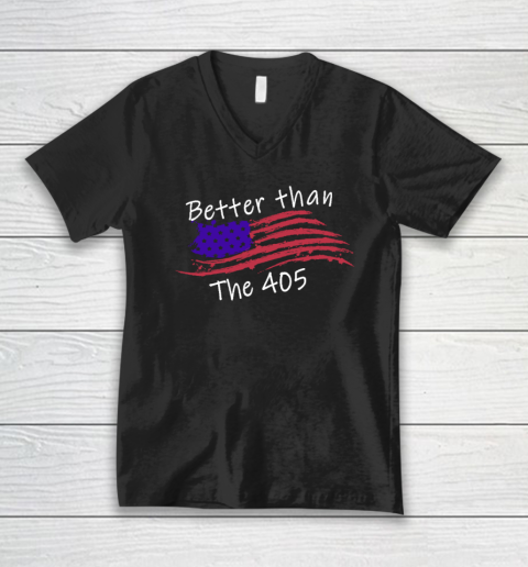 Better Than The 405 USA Flag Retro Vintage V-Neck T-Shirt