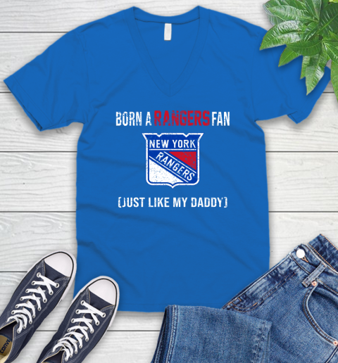 NHL New York Rangers Hockey Loyal Fan Just Like My Daddy Shirt V-Neck T-Shirt 5
