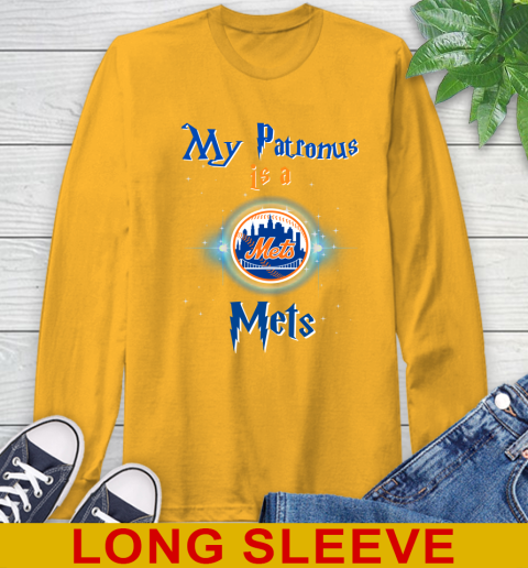 MLB Baseball Harry Potter My Patronus Is A New York Mets Long Sleeve T-Shirt 2