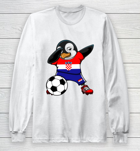Dabbing Penguin Croatia Soccer Fans Jersey Football Lovers Long Sleeve T-Shirt