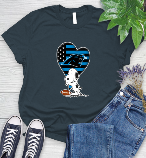 Carolina Panthers NFL Football The Peanuts Movie Adorable Snoopy Women's T-Shirt 8