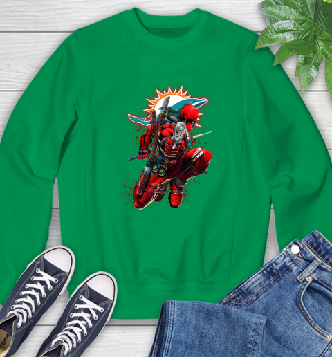 NFL Deadpool Marvel Comics Sports Football Miami Dolphins Sweatshirt 6