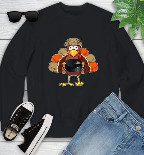 Anaheim Ducks Turkey Thanksgiving Day Youth Sweatshirt 2