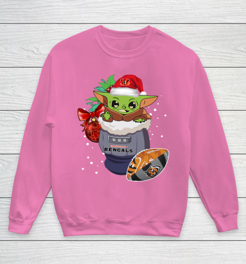 Cincinnati Bengals Christmas Baby Yoda Star Wars Funny Happy NFL Youth Sweatshirt 7