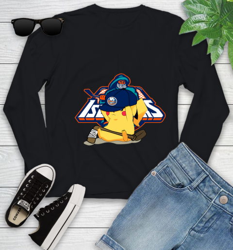 NHL Pikachu Hockey Sports New York Islanders Youth Long Sleeve 2