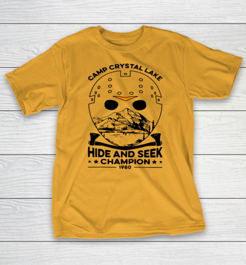Camp Hide And Seek Champion Crystal Lake 1980 Halloween T-Shirt 12