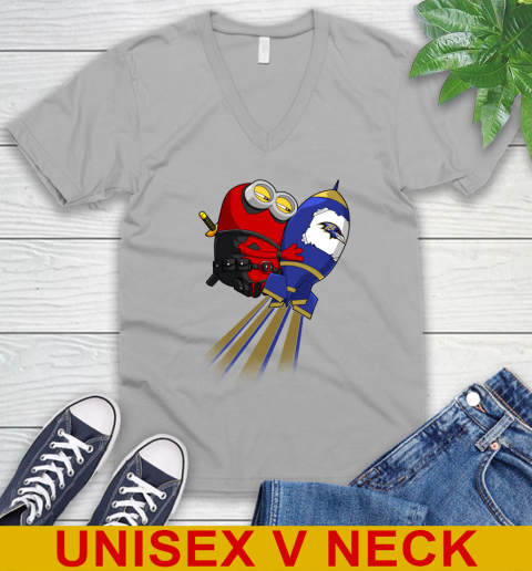 NFL Football Baltimore Ravens Deadpool Minion Marvel Shirt V-Neck T-Shirt 3