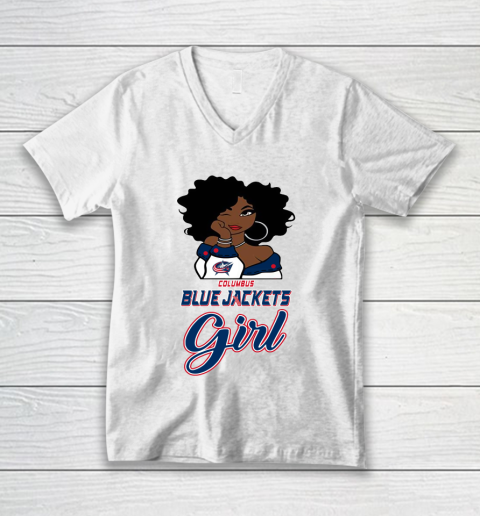 Columbus Blue Jackets Girl NHL V-Neck T-Shirt 2