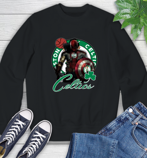 Boston Celtics NBA Basketball Captain America Thor Spider Man Hawkeye Avengers Sweatshirt 2