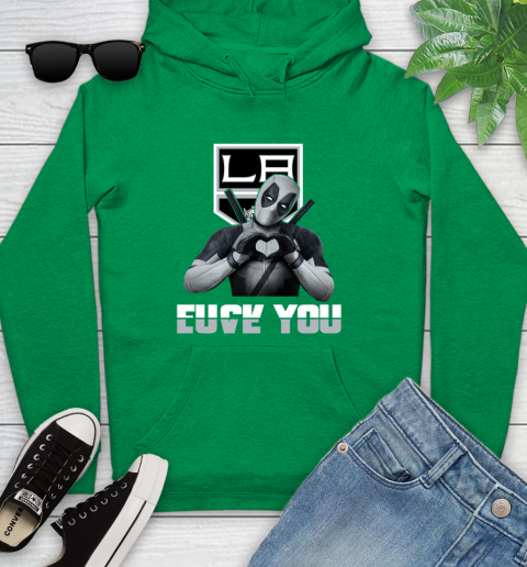 NHL Los Angeles Kings Deadpool Love You Fuck You Hockey Sports Youth Hoodie 9