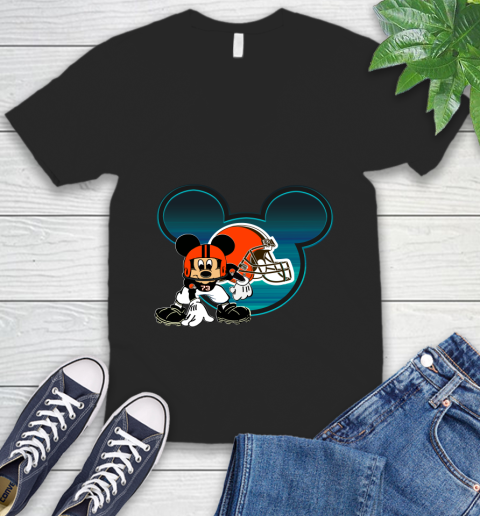 NFL Cleveland Browns Mickey Mouse Disney Football T Shirt V-Neck T-Shirt 2