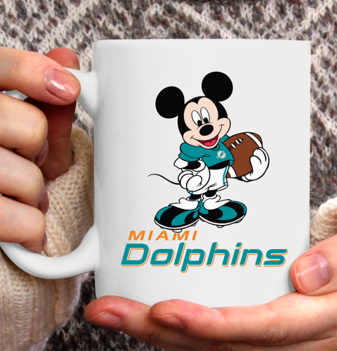 NFL Football Miami Dolphins Cheerful Mickey Mouse Shirt Ceramic Mug 11oz 2