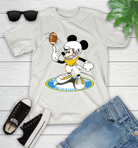 NFL Football Los Angeles Chargers Cheerful Mickey Disney Shirt Youth T-Shirt 12