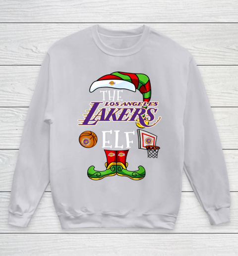 Los Angeles Lakers Christmas ELF Funny NBA Youth Sweatshirt 3