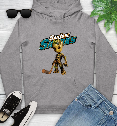 San Jose Sharks NHL Hockey Groot Marvel Guardians Of The Galaxy Youth Hoodie 6
