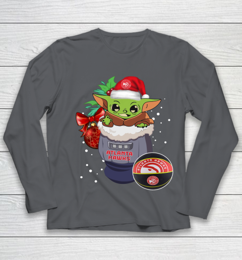 Atlanta Hawks Christmas Baby Yoda Star Wars Funny Happy NBA Youth Long Sleeve 8